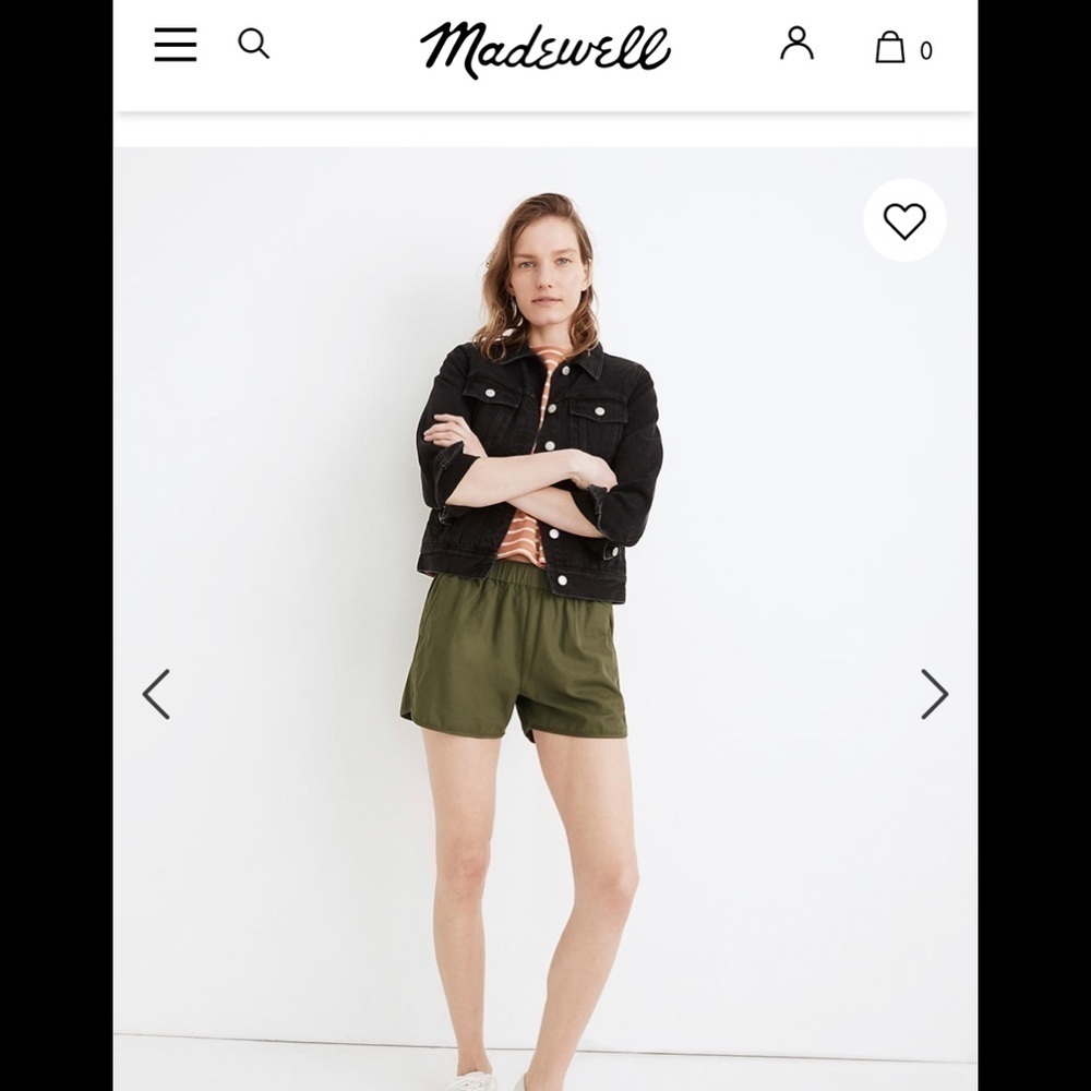Madewell green pull on cotton shorts with pockets size Medium